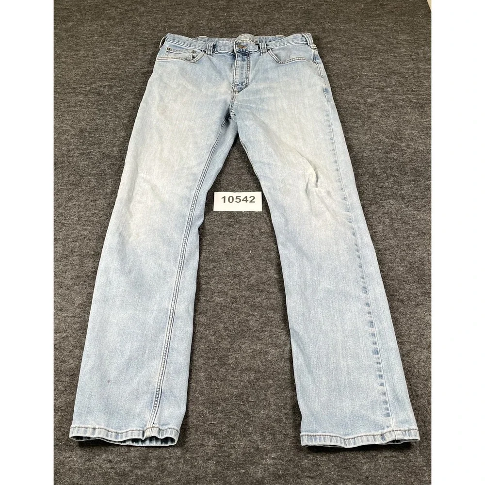 Carhartt Relaxed Fit Jeans Mens 34x34 Blue Denim Cotton Light Wash Straight Leg